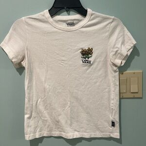 Vans Kids White Tee with Floral Embroidery